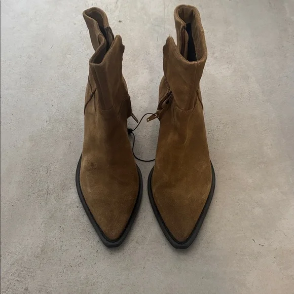 Zara Tan Suede Ankle Boots - Picture 2 of 5